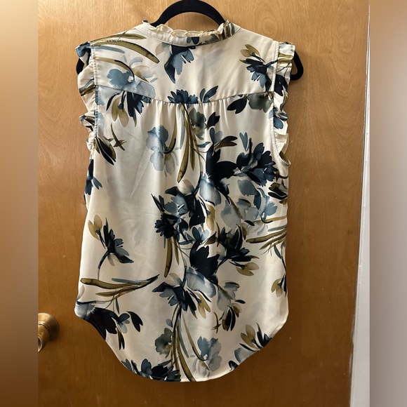 DKNY Women's Floral Ruffle Blouse - Cream and Black - Picture 4 of 4